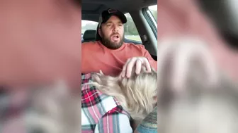 Husband receives a blowjob in car from wife while driving