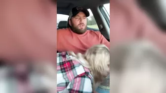Husband receives a blowjob in car from wife while driving