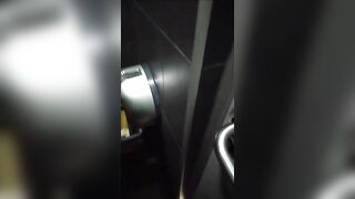 Couple exposing in public restroom having sex so risky to get caught