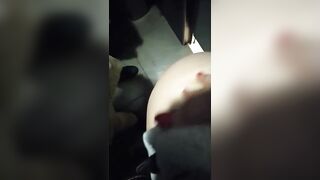 Couple exposing in public restroom having sex so risky to get caught