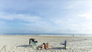 Public anal sex and insemination with wife on the beach