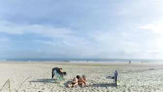 Public anal sex and insemination with wife on the beach