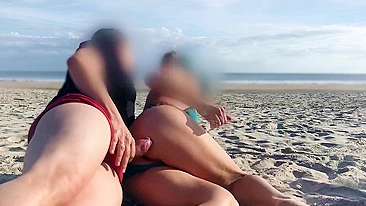 Public anal sex and insemination with wife on the beach