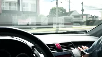 Anal sex with woman in the car in public place