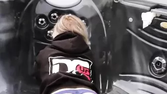 Married couple fucking outdoor in the newly arrived jacuzzi