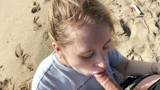 Perfectly Horny Blonde Gives Unforgettable Beach Blowjob