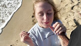 Perfectly Horny Blonde Gives Unforgettable Beach Blowjob