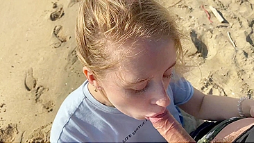 Perfectly Horny Blonde Gives Unforgettable Beach Blowjob
