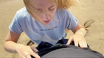 Perfectly Horny Blonde Gives Unforgettable Beach Blowjob