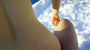 Amateur couple is doing sex outside in the snow
