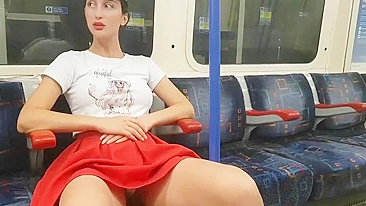 Sultry Daring Siren Teasing With Her Wanton Flesh In Stealthy Subway Show