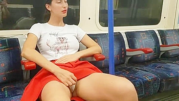 Sultry Daring Siren Teasing With Her Wanton Flesh In Stealthy Subway Show