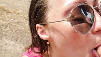 Risky blowjob and sex outdoor with girlfriend