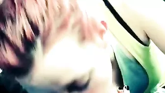 Girlfriend does quick oral sex and cum swallow in the car