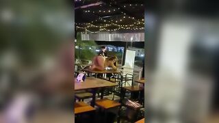 Thailand woman performer flashing pussy and ass in public bar