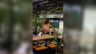 Thailand woman performer flashing pussy and ass in public bar