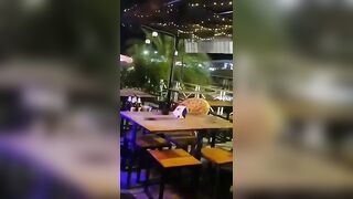 Thailand woman performer flashing pussy and ass in public bar