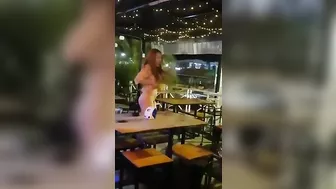 Thailand woman performer flashing pussy and ass in public bar