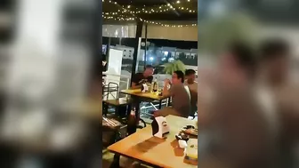 Thailand woman performer flashing pussy and ass in public bar