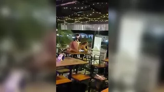 Thailand woman performer flashing pussy and ass in public bar