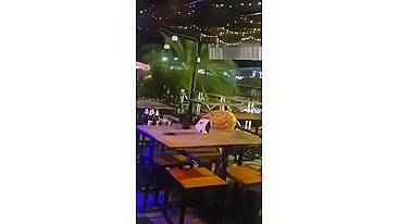 Thailand woman performer flashing pussy and ass in public bar