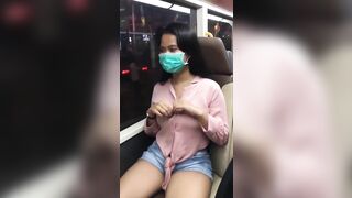 Seductive Woman Flashes Her Ravishing Breasts In Public Tram