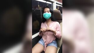 Seductive Woman Flashes Her Ravishing Breasts In Public Tram