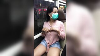 Seductive Woman Flashes Her Ravishing Breasts In Public Tram