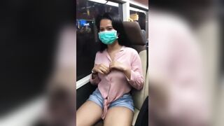 Seductive Woman Flashes Her Ravishing Breasts In Public Tram