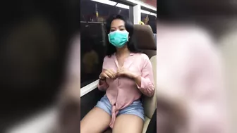 Seductive Woman Flashes Her Ravishing Breasts In Public Tram