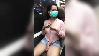 Seductive Woman Flashes Her Ravishing Breasts In Public Tram