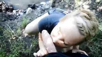 Wow! Insatiable Blonde Girlfriend Perform Stunning Oral Sex By The Lake!