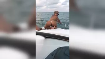 Sexy Naked Woman Shows Off Her Curves And Teases On A Private Yacht