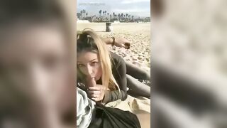 Sweet Amateur Blonde Performs A Titillating Blowjob At A Public Beach