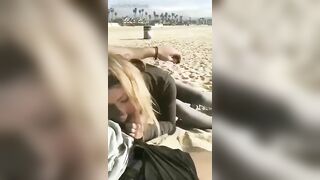 Sweet Amateur Blonde Performs A Titillating Blowjob At A Public Beach