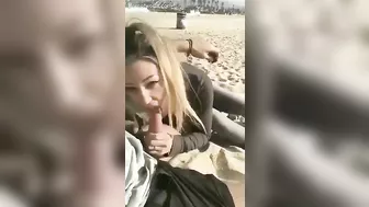 Sweet Amateur Blonde Performs A Titillating Blowjob At A Public Beach