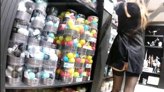 Exhibitionist wife flashing in stores