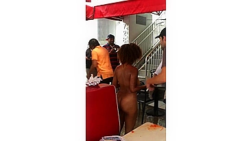 Shocking! Public Indecency By Nude Black Woman At Fast-Food Joint