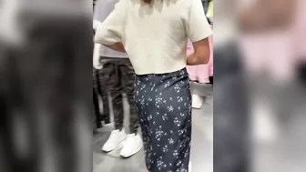 Exhibitionist girlfriend nude flashing in the store