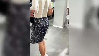 Exhibitionist girlfriend nude flashing in the store