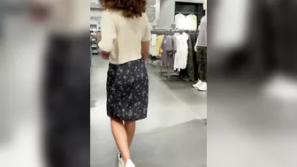 Exhibitionist girlfriend nude flashing in the store