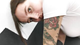 Couple makes public sex in the tattoo shop