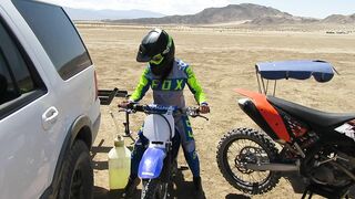 Sexy wife riding motorcycle stops in the desert with husband to have oral sex
