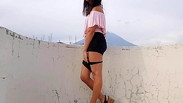 Sexy, Nude Woman Publicly Exposing Herself On A Roof Top!