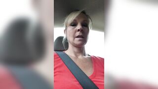 Hot Blonde Milf's Shaved Nude Pussy In The Car