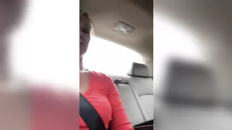 Hot Blonde Milf's Shaved Nude Pussy In The Car