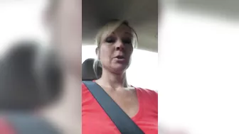 Hot Blonde Milf's Shaved Nude Pussy In The Car