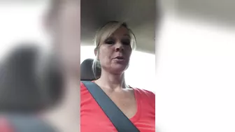 Hot Blonde Milf's Shaved Nude Pussy In The Car