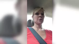 Hot Blonde Milf's Shaved Nude Pussy In The Car