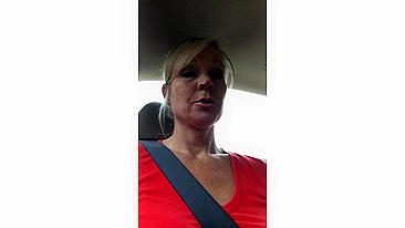 Hot Blonde Milf's Shaved Nude Pussy In The Car